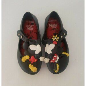 Kissing Minnie & Mickey Mouse Mini Melissa Black Jelly Shoes
